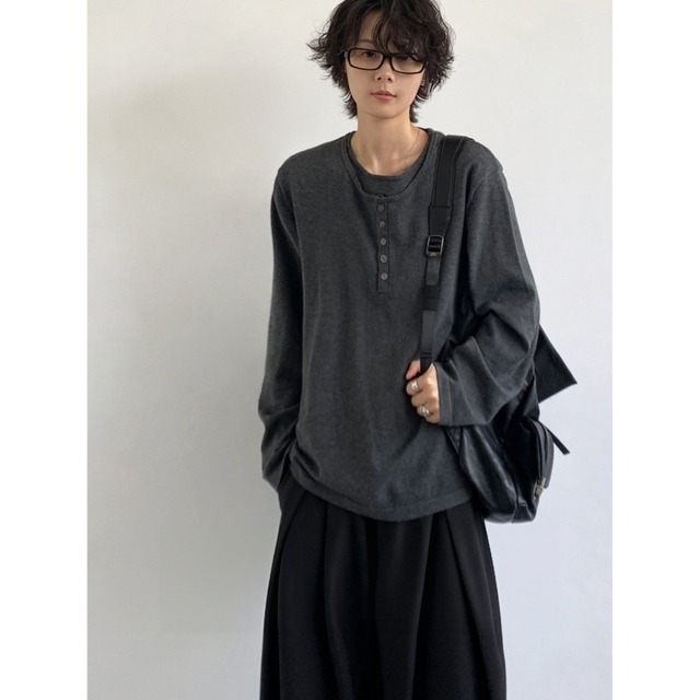 jiwuus重ね着風ベーシックインナー長袖Tシャツ