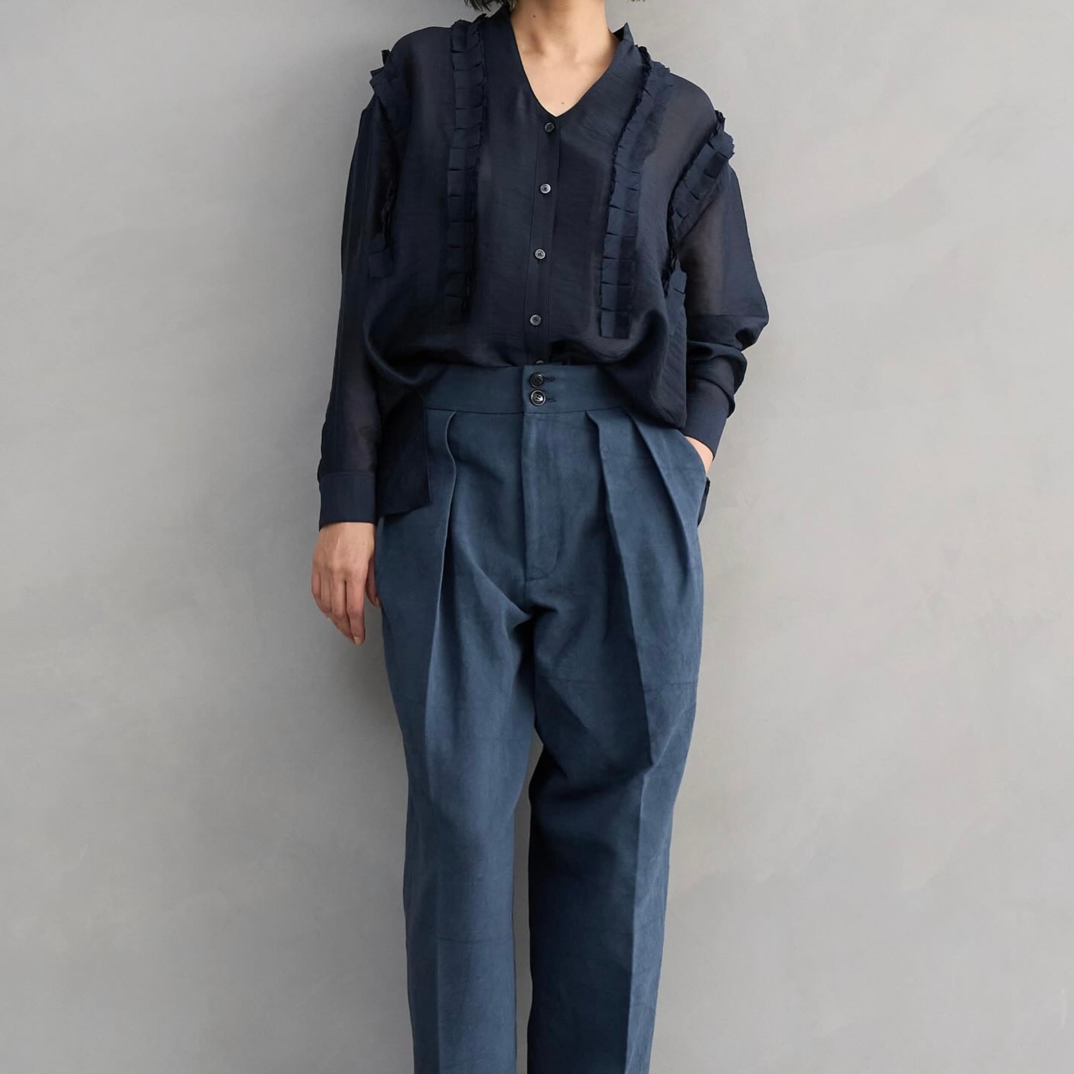 SINME タックパンツ ネイビー | 1F Store