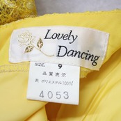 【美品 日本製社交ダンス衣装】イエロー系 黄色 lovely dancing ドレス ワンピース レッスン パーティー 花柄 レース 長袖 社交ダンス ドレス イエロー フェミニン 花柄 レース素材 輝く 色鮮やか レッスン衣装