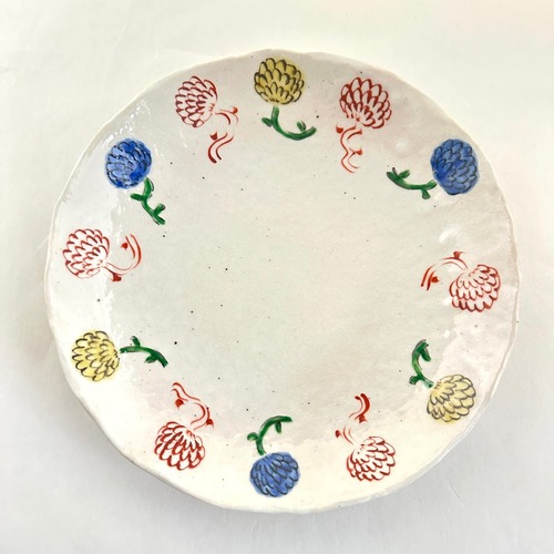 志野赤絵立花8.5寸皿【榛澤宏】