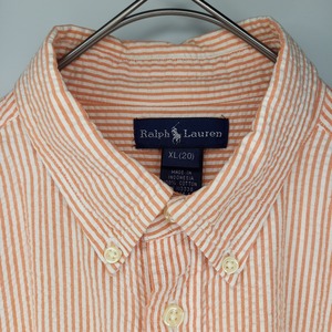 ラルフローレン　BDシャツ　シアサッカー　半袖　カラーポニー　ストライプ