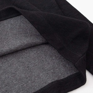リネン RINEN ウールコットンダブルフェイス クルーネック(R17606)クロ×チャコール杢