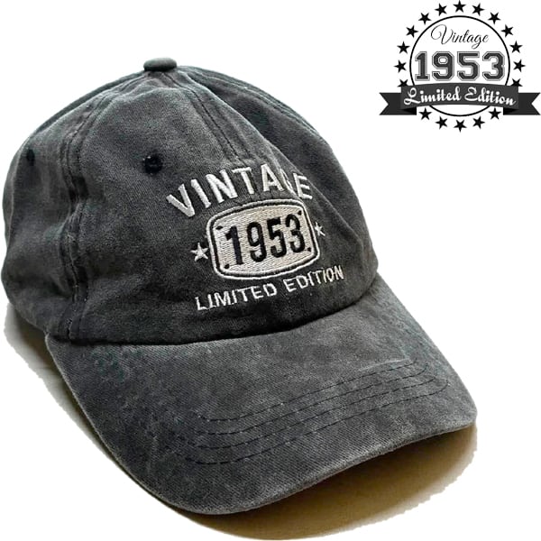 1点物◇VINTAGE1953墨黒ウォッシュ加工ベースボールキャップ古着メンズ
