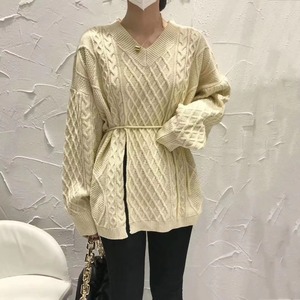 スリット入り　ケーブル編みニットプルオーバー　AJ2205-D02