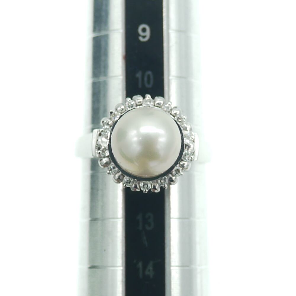 Pt900 パール ダイヤモンド デザインリング プラチナ 指輪 11号 Y01880