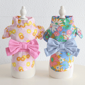 【PET】6色展開きれいな花柄&大きな蝶結び飾り2脚タイプ和服