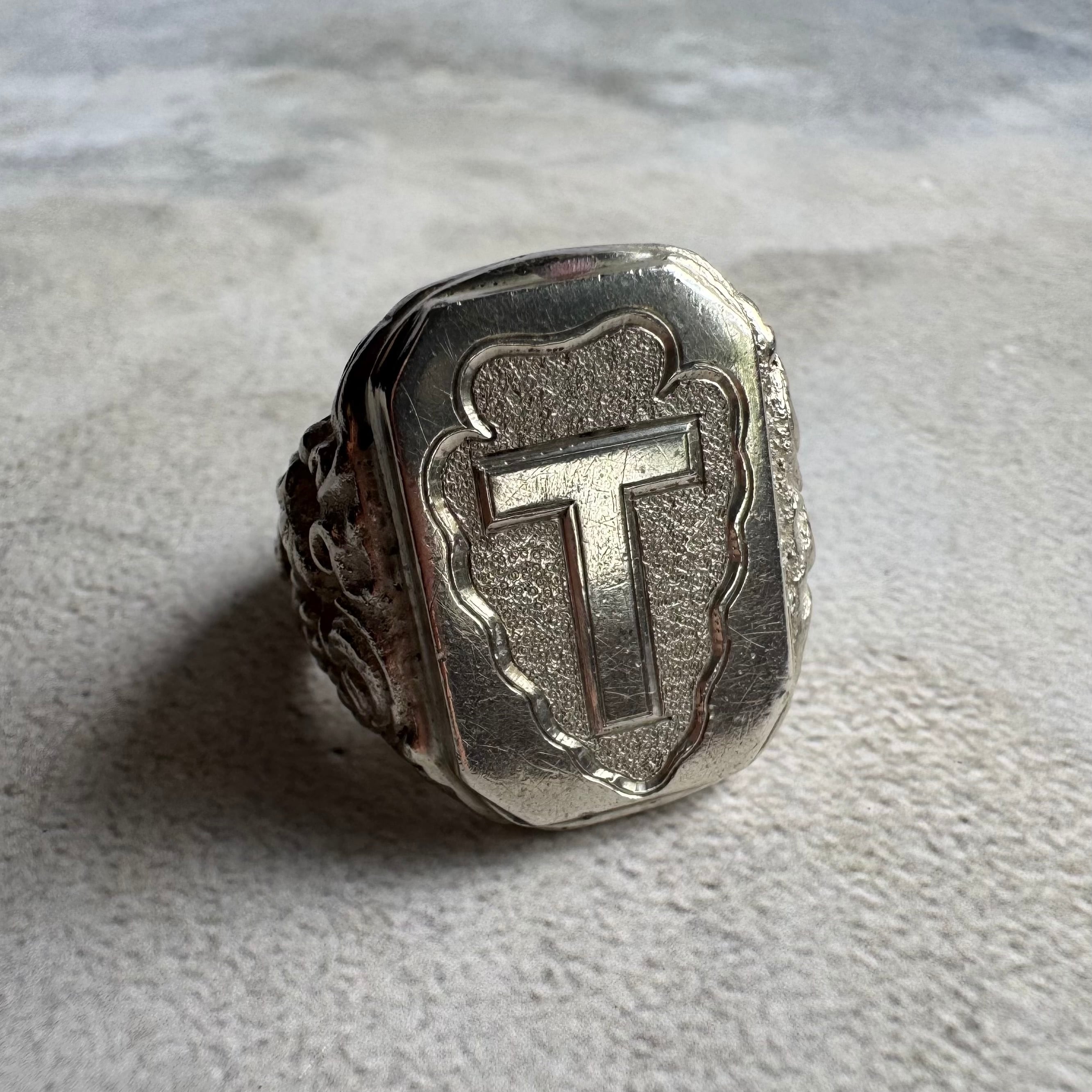 Vintage "T" Initial Ring Silver835 Size20 Made in Germany