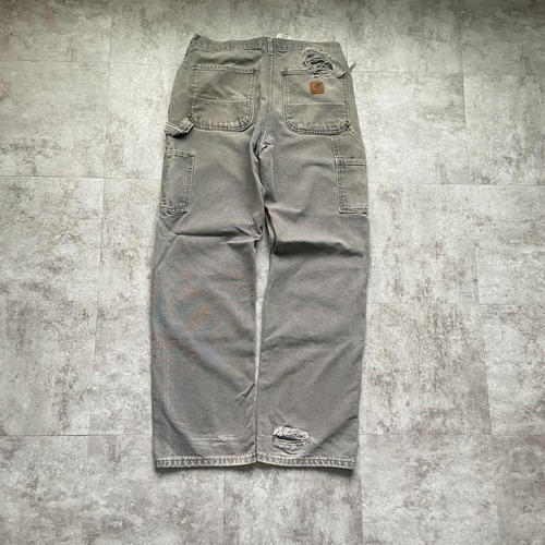 00s USA生地グレー ダブルニー Carhartt B136 31×32 詳細写真3