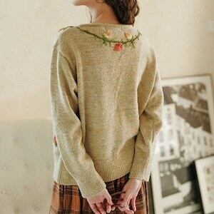 花刺繍ウールカーディガン | Pay ID