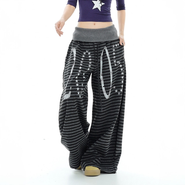 スタープリントボーダーワイドパンツ 2col R02799