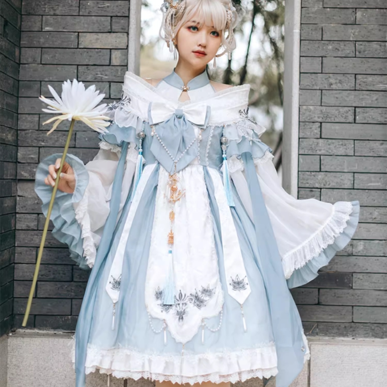 天使と悪魔 サブカル系 ファッション 中華ロリータ 華ロリ セットアップ 豪華 ドレス レトロ アンティーク 着物風 地雷系 量産型  インディーズファッション Y2K | 天使と悪魔 サブカル系ファッション SEASONZ～サブカル系、地雷系、アイドル衣装専門～