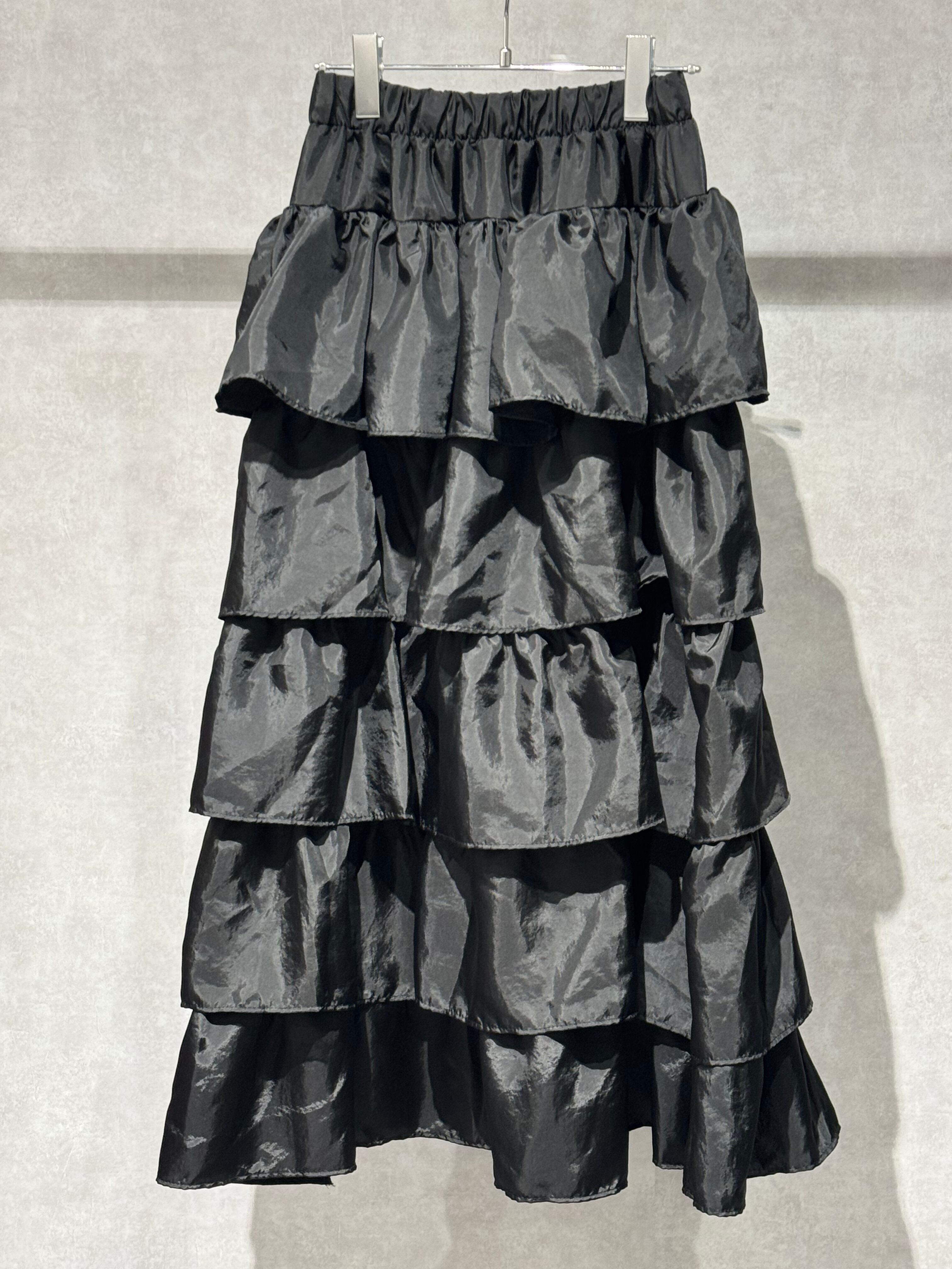 nylon tiered long skirt
