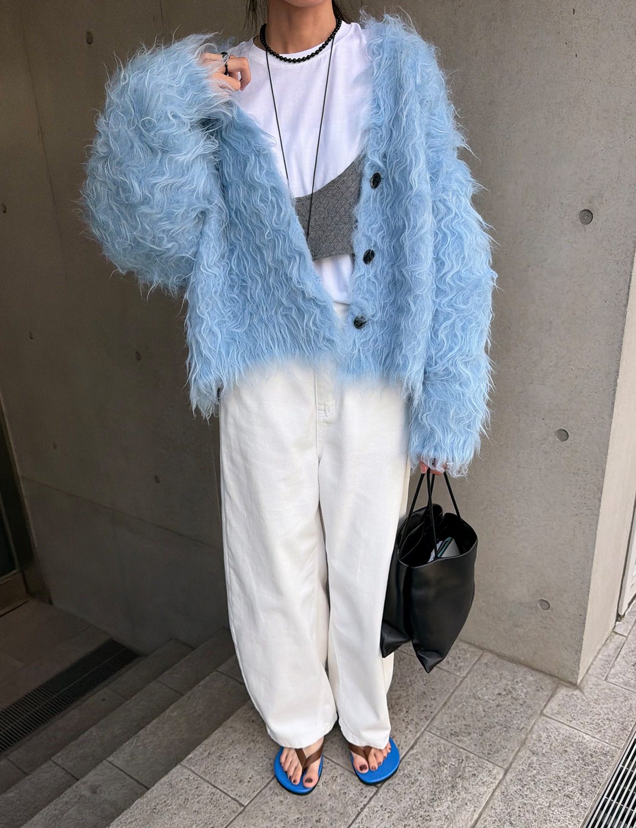 【新作5％OFF・3日間】Shaggy Volume Cardigan(Blue)_7colors