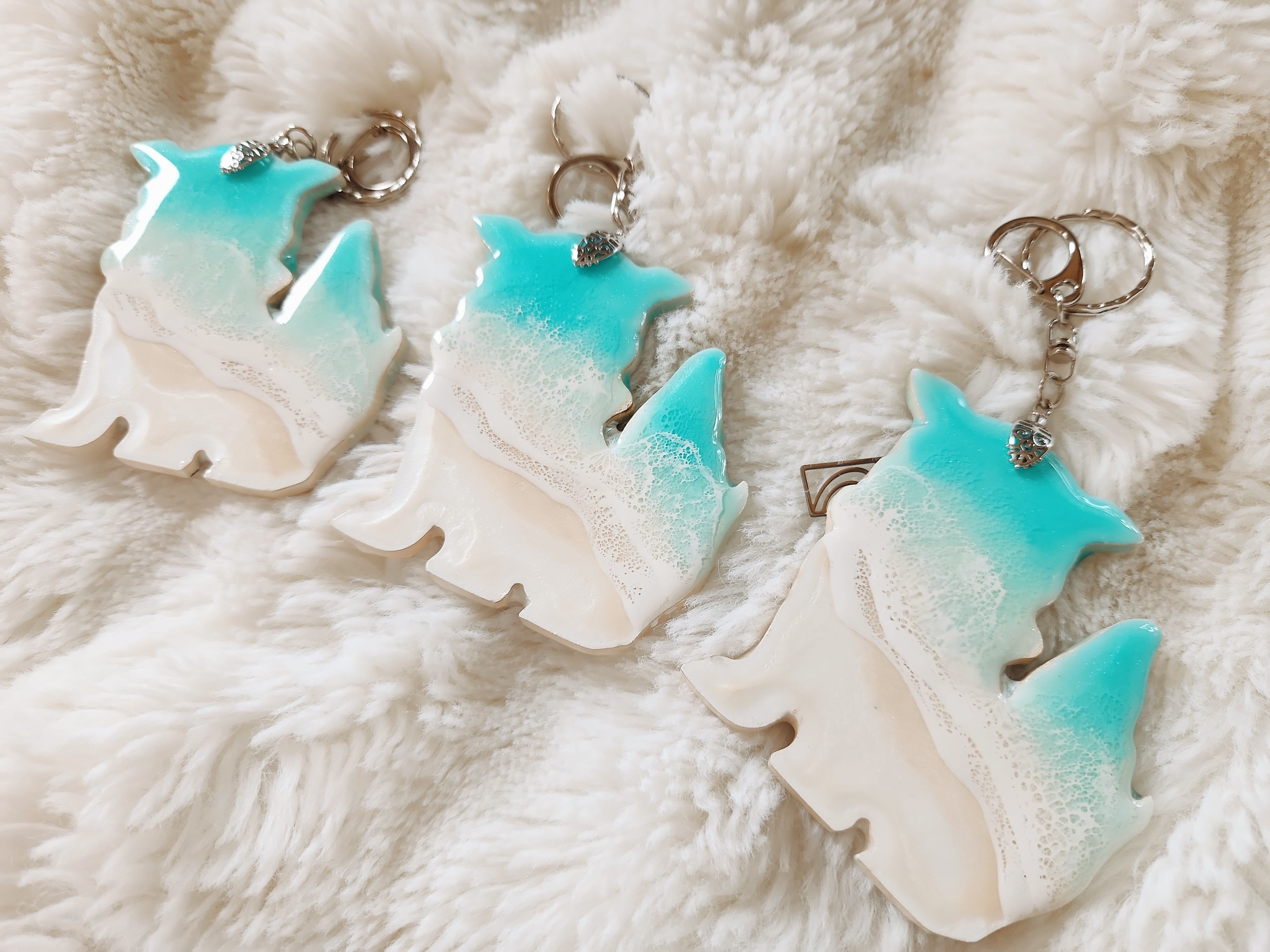 494.オーシャンレジンアート シーサーキーホルダー