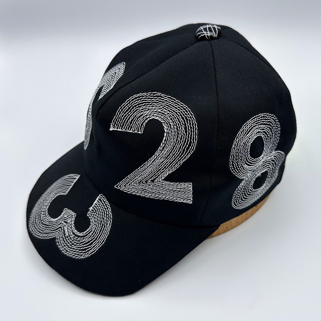 【受注生産／Build to order】 Cotton cap   コットンキャップ ナンバーステッチ ブラック×ホワイト　帽子　キャップ　ネオンカラー