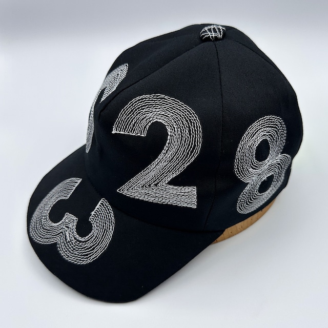 【受注生産／Build to order】 Cotton cap   コットンキャップ ナンバーステッチ ブラック×ホワイト　帽子　キャップ　ネオンカラー
