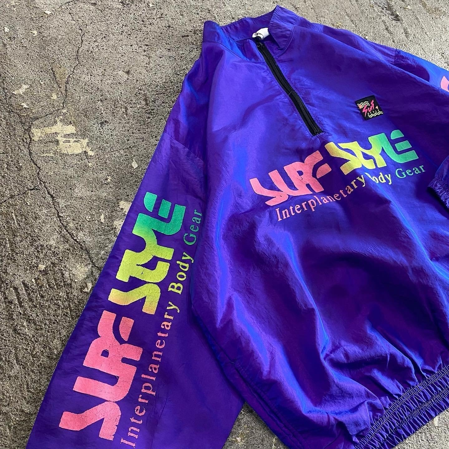 90s surf style pullover nylon jacket | What