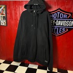 00s OAKLEY フリースジップパーカー 黒 刺繍ロゴ ドローコード オークリー