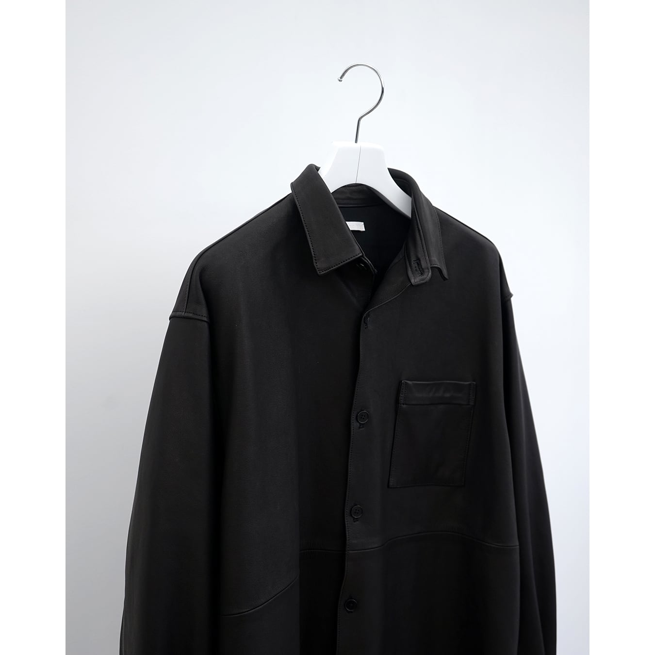 ジャケット・アウター Blanc YM Leather Wide Shirt Black Blanc YM - Leather Wide Shirt / Black | Retikle Online Store