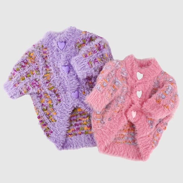 ハートボタンのカラフルニット　犬服　01014