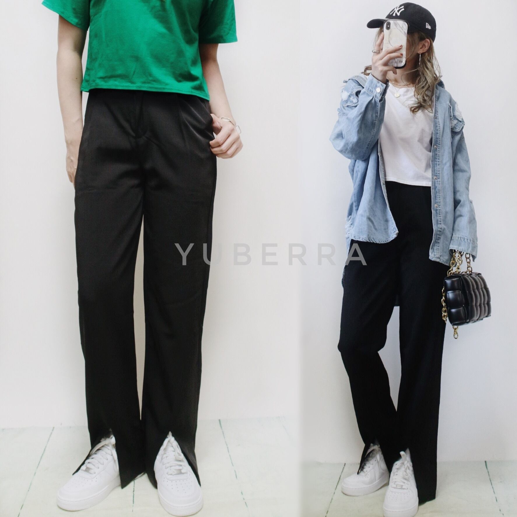 ワンタックスリットパンツ/スラックス