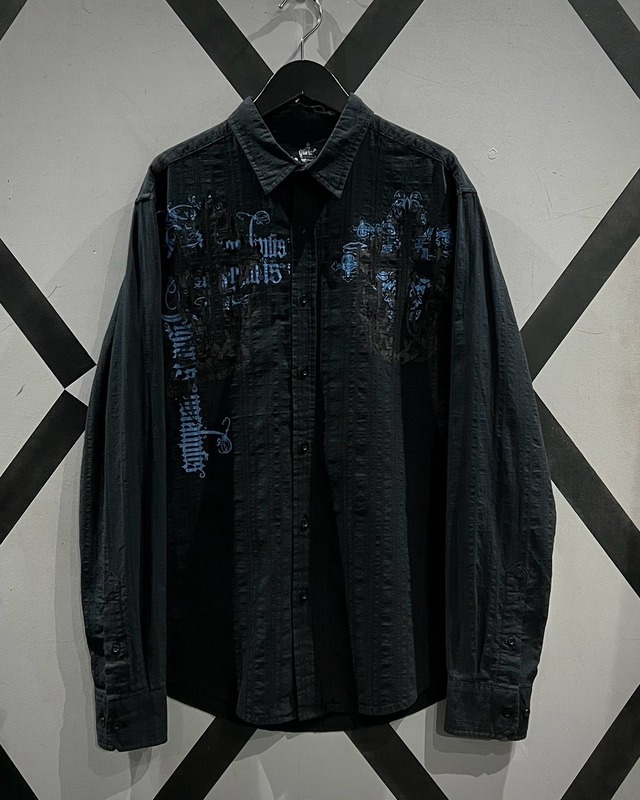 【X VINTAGE】Special Gothic Design Loose L/S Shirt