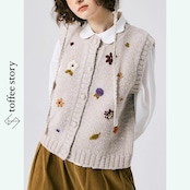 花刺繍のニットカーディガン&ベストセット 《P0267》