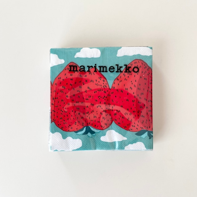 2021春夏【marimekko】カクテルサイズ ペーパーナプキン MANSIKKAVUORET  ターコイズ 20枚入り