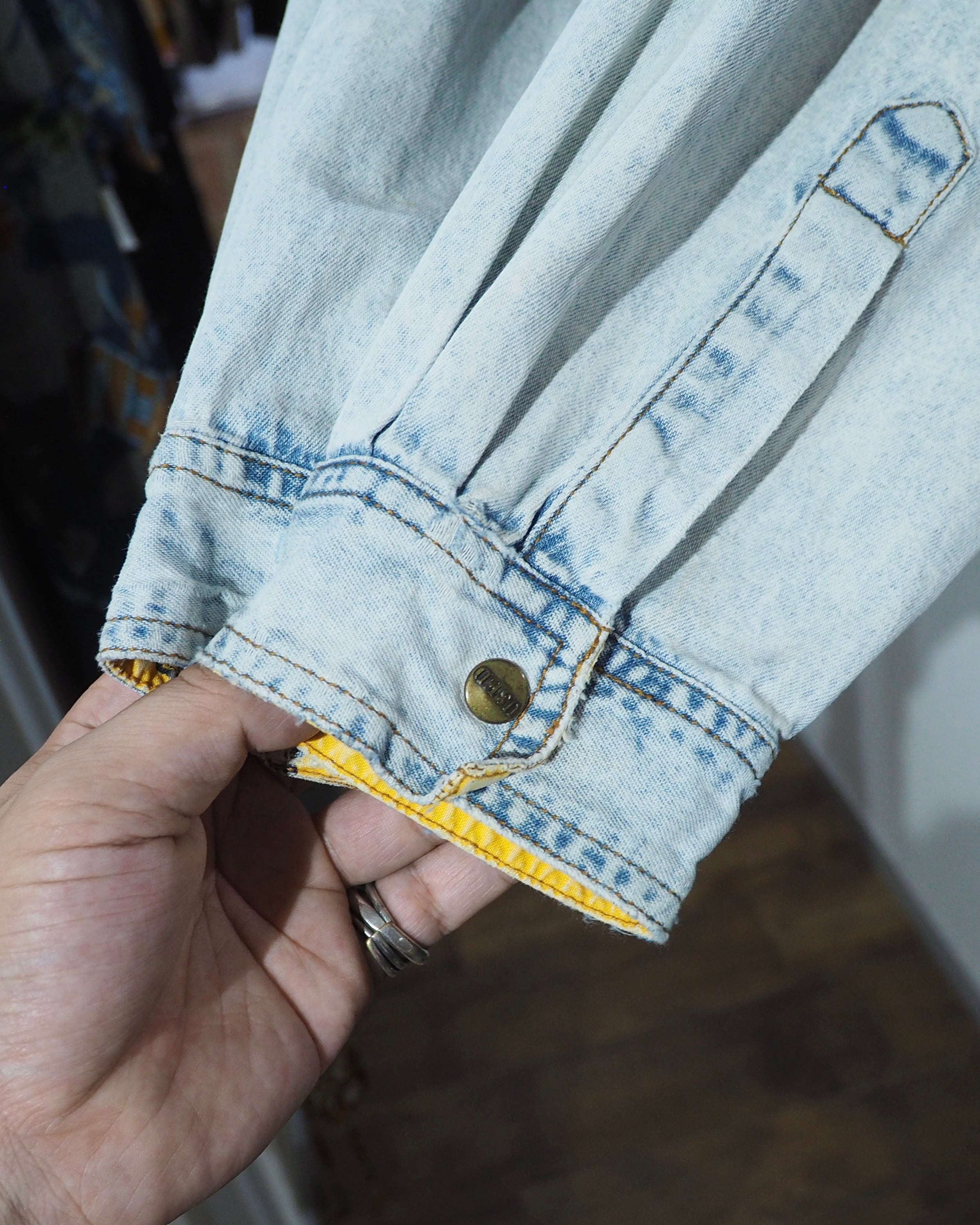 1990s " GET NAME USED " Dot Patchwork Custom vintage loose shirt
