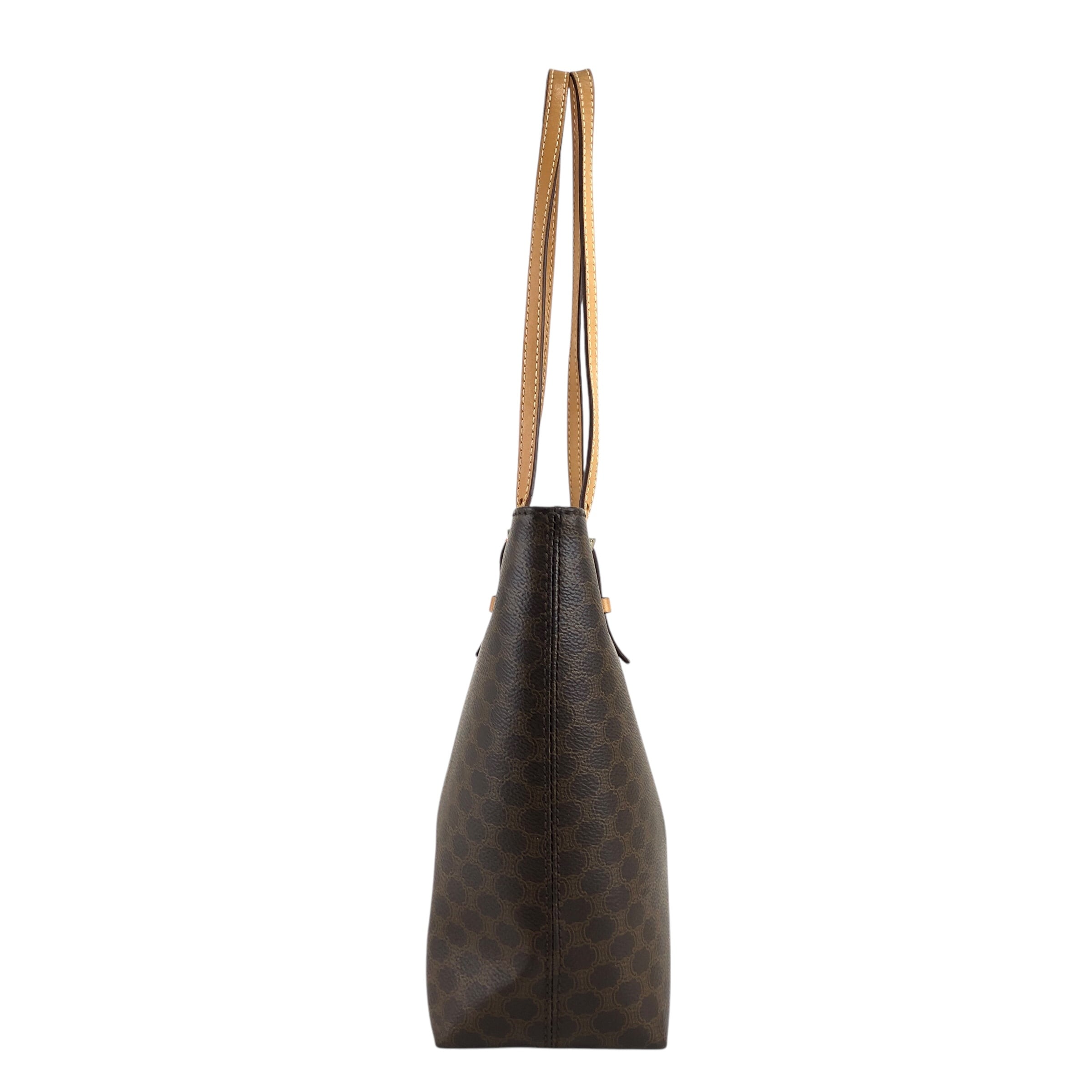 CELINE セリーヌ マカダム ハンドバッグ ブラウン PVC/レザー トート