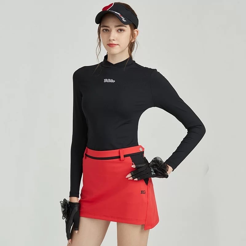 バイカラー冬用スカート     韓国ゴルフウェア