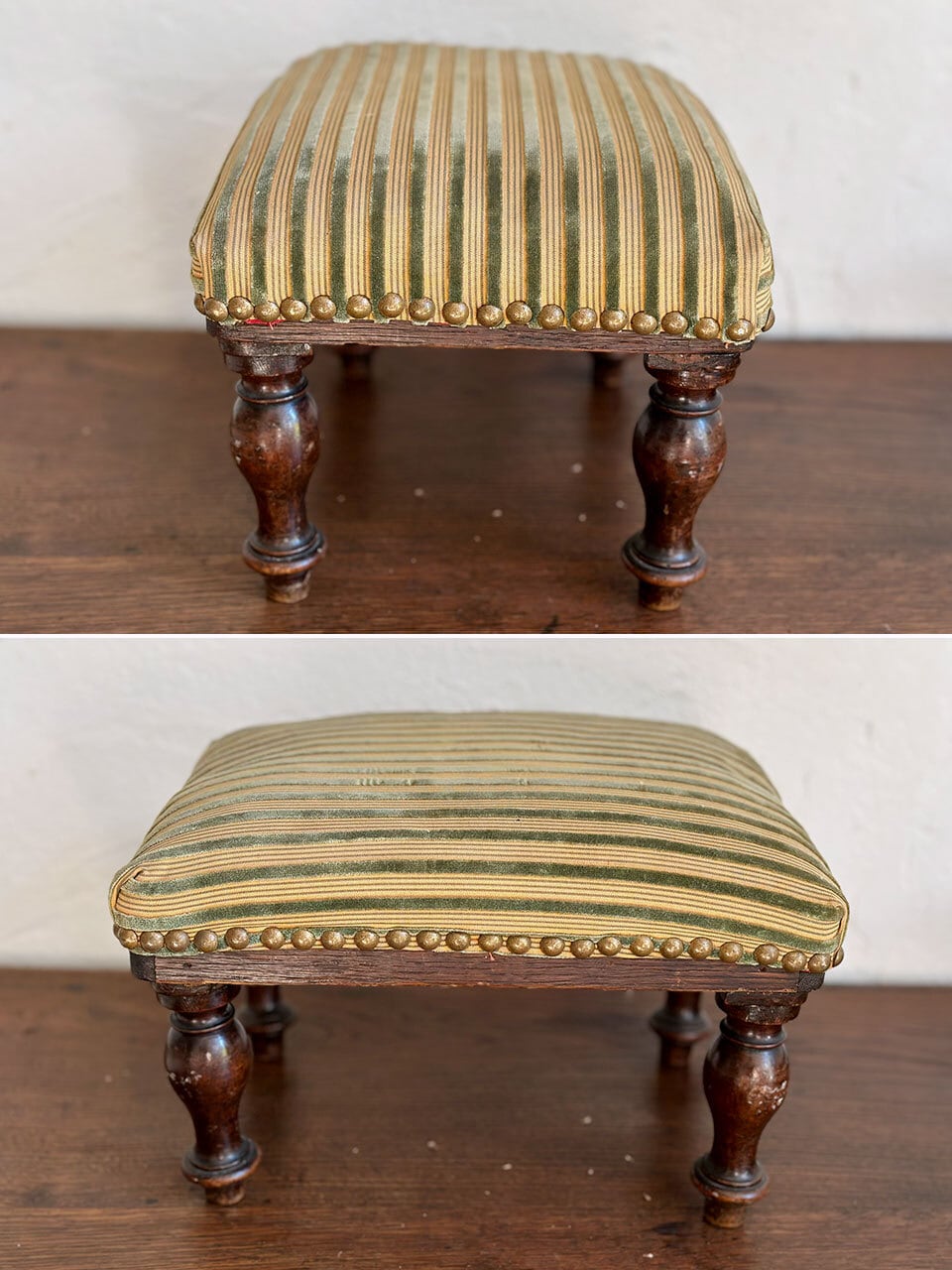 フランスアンティーク　オットマン シンフォニー スツール オットマン ラウンド ブラック 本革 1160