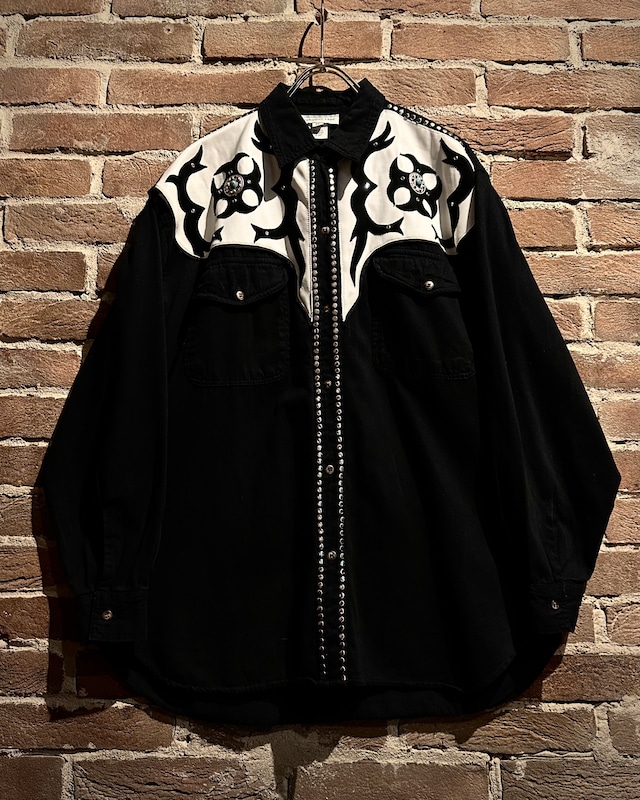 【Caka act3】Faux Leather Switching Vintage Western Shirt
