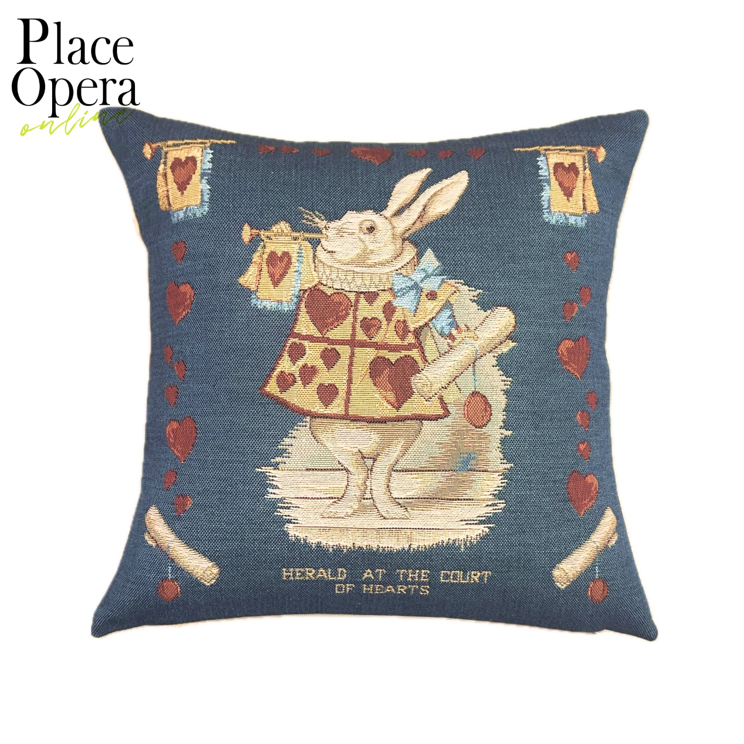 再入荷【クッション・35cm】不思議の国のアリス/ハートラビット/ネイビー