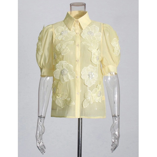 全4色/Flower sheer blouse　B803