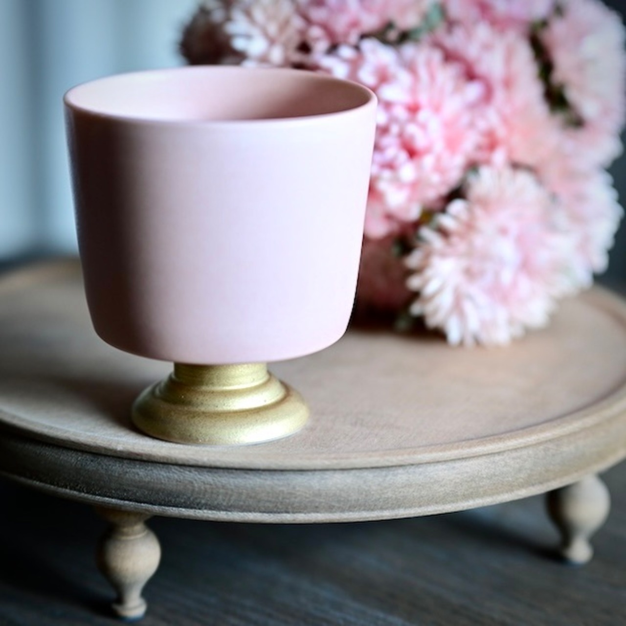 MUMCA 丸谷牧子 作 脚付ゴブレット 大 金彩 ピンク Goblet Pink  (1 個)/ 2104400000610 Pink Goblet with Gold Foot