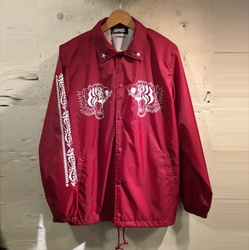 RAKUGAKI TWIN TIGER Coach Jaket Burgundy