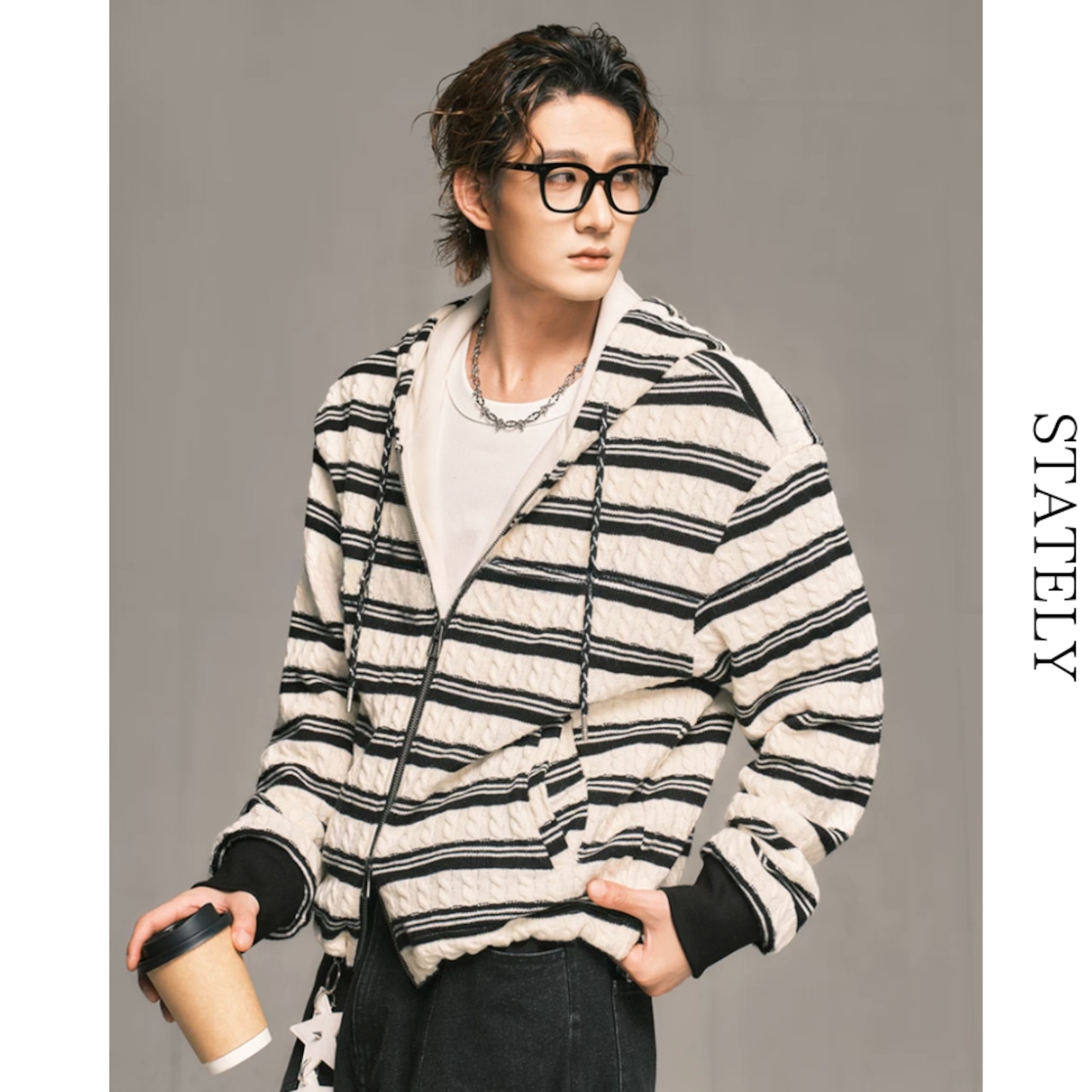 Cable Stripe ジップアップフーディー/4color__T09・画像8