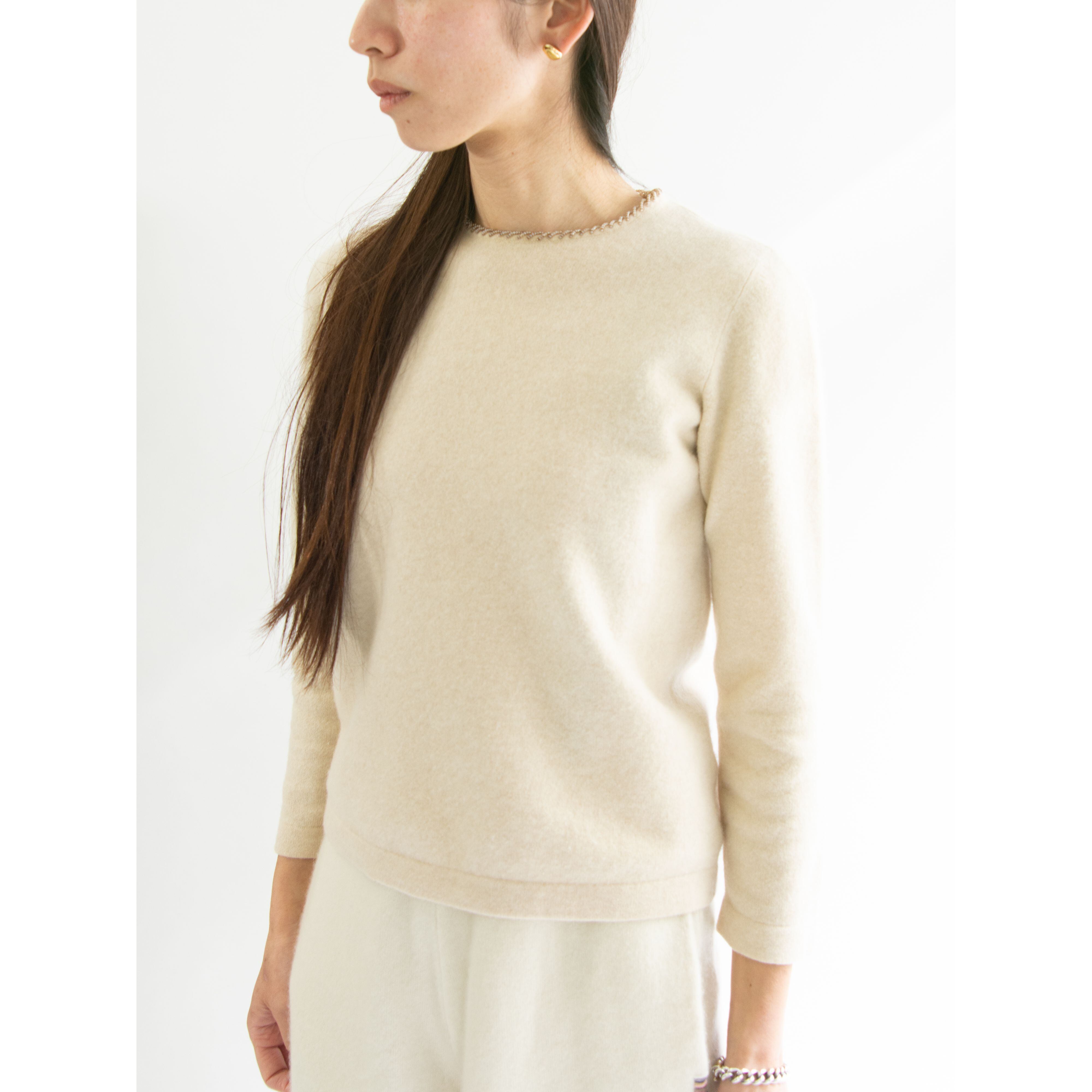 【Les Copains CLASSIC】Made in Italy wool-silk-cashmere crewneck sweater(レコパン イタリア製 ウールシルクカシミヤ クルーネックニットプルオーバー セーター)11d