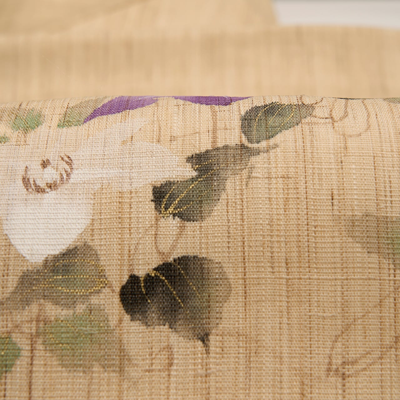 桐山紫香 テッセンの模様 手描 麻名古屋帯【未着用品】 | かわの屋