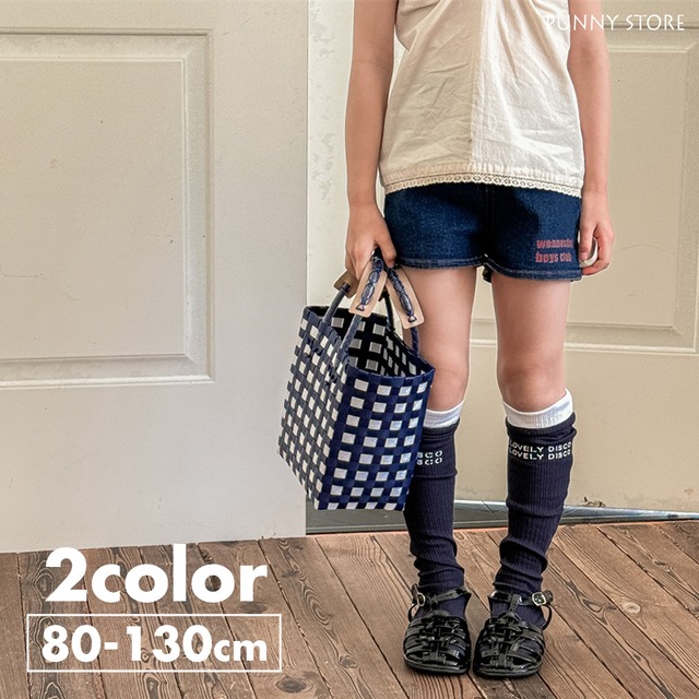 《取寄》 レタリングデニムショートパンツ （全２色） ADBB 2024夏 韓国子供服 短パン ショート丈 ズボン デニム