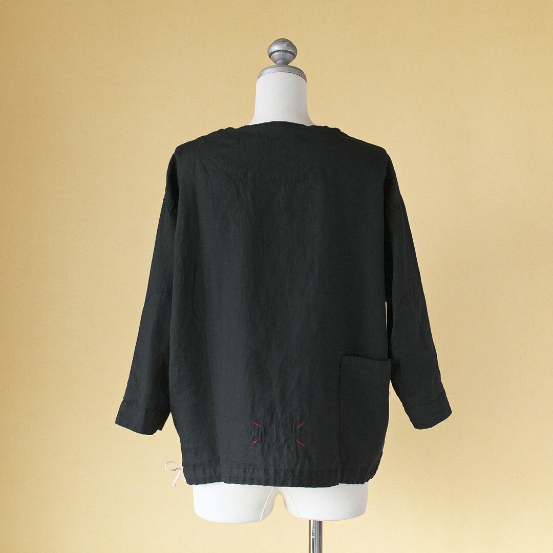 快晴堂 カイセイドウ スプリングリネン斜めポケットTシャツ・ブラック