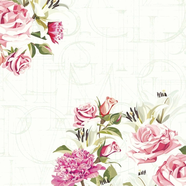 【Paper+Design】バラ売り2枚 ランチサイズ ペーパーナプキン Rose letters ホワイト