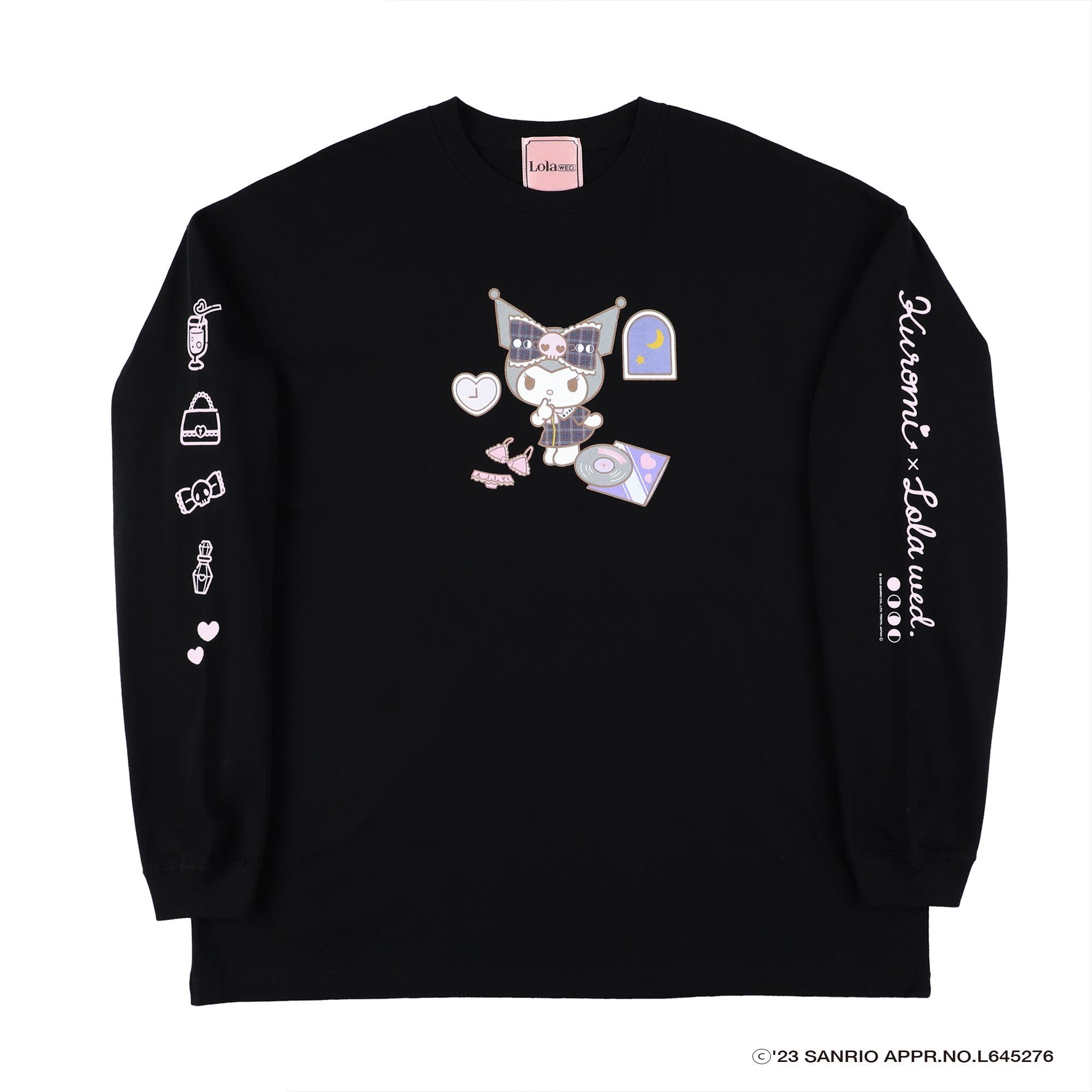 Lola wed. x Kuromi ロングスリーブTシャツ（Kuromi）[Black] | Lola wed.