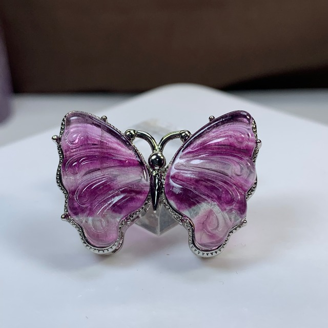 5.フローライト蝶々・横貫通穴☆パーツ
