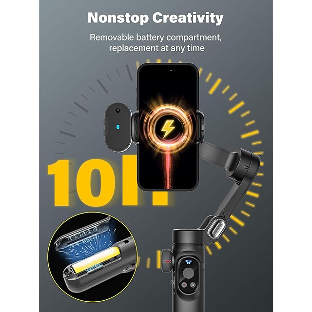 AOCHUAN スマートフォンジンバルスタビライザー、iPhone&Android用3軸