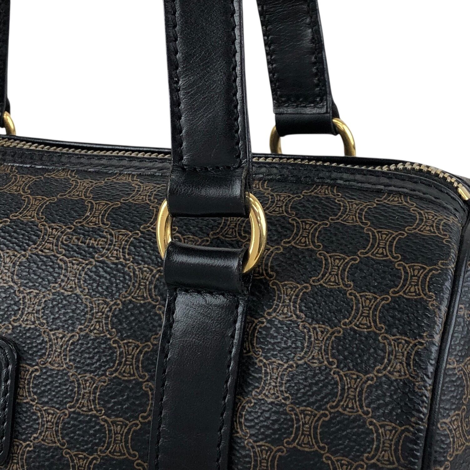 CELINE セリーヌ マカダム柄 ハンドバッグ ブラック ブラゾン型押し