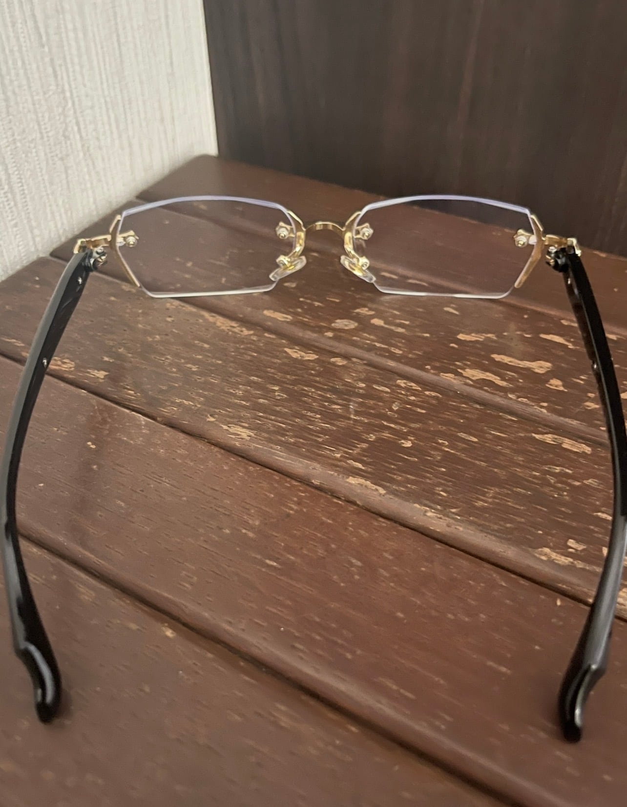 リムレスメガネ ゴールド クリアレンズ 伊達メガネ 海外ラッパー B系
