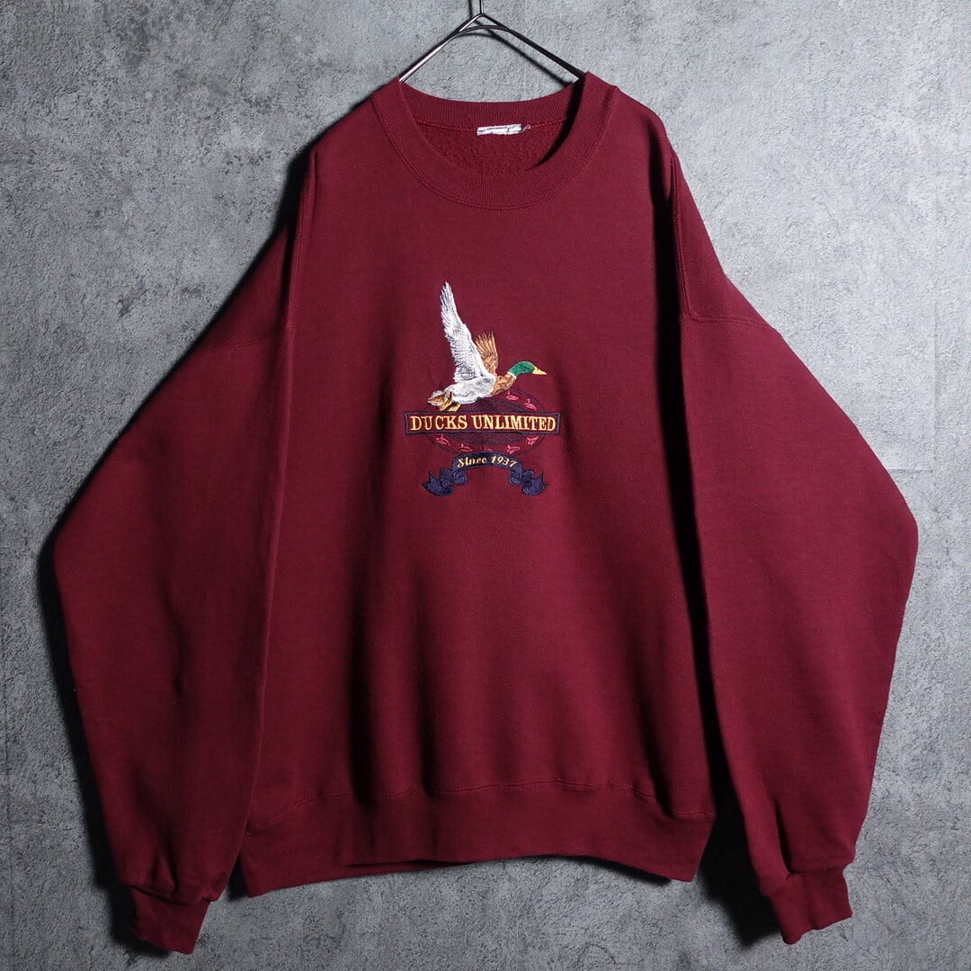 Wine red seagull embroidery sweat
