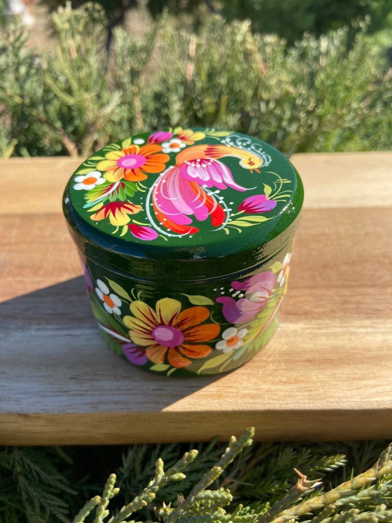 ペトリキウカ塗り　木製小物入れ・ジュエリーボックス（ティモシェンコ作）ウクライナ製 - 4